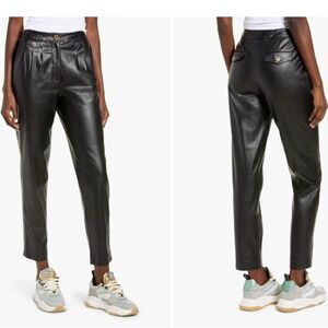 Blank NYC Faux Leather Pleated Trousers Cropped Pants Black Size 26